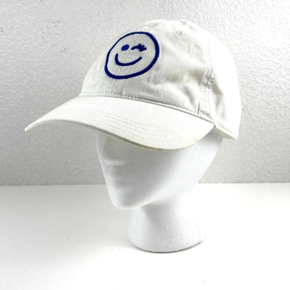 Aerie Baseball Hat Women OS White Winking Smiley Face Embroidered Cap Streetwear